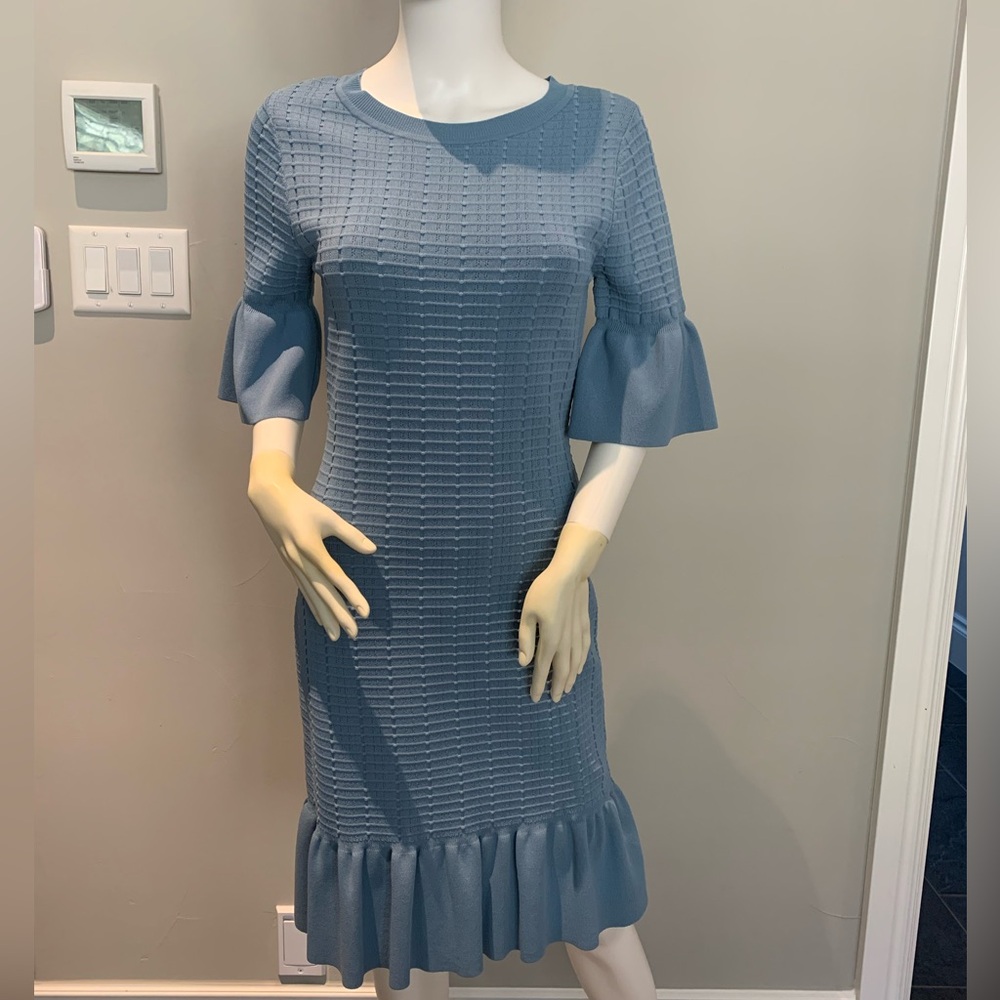 NWT Michael Kors Knit Textured Dress in Ice Blue, Size S